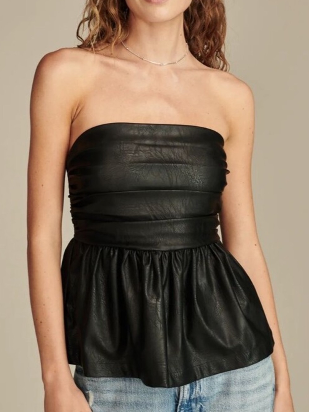 NWT Lucky Brand Faux Leather tube top